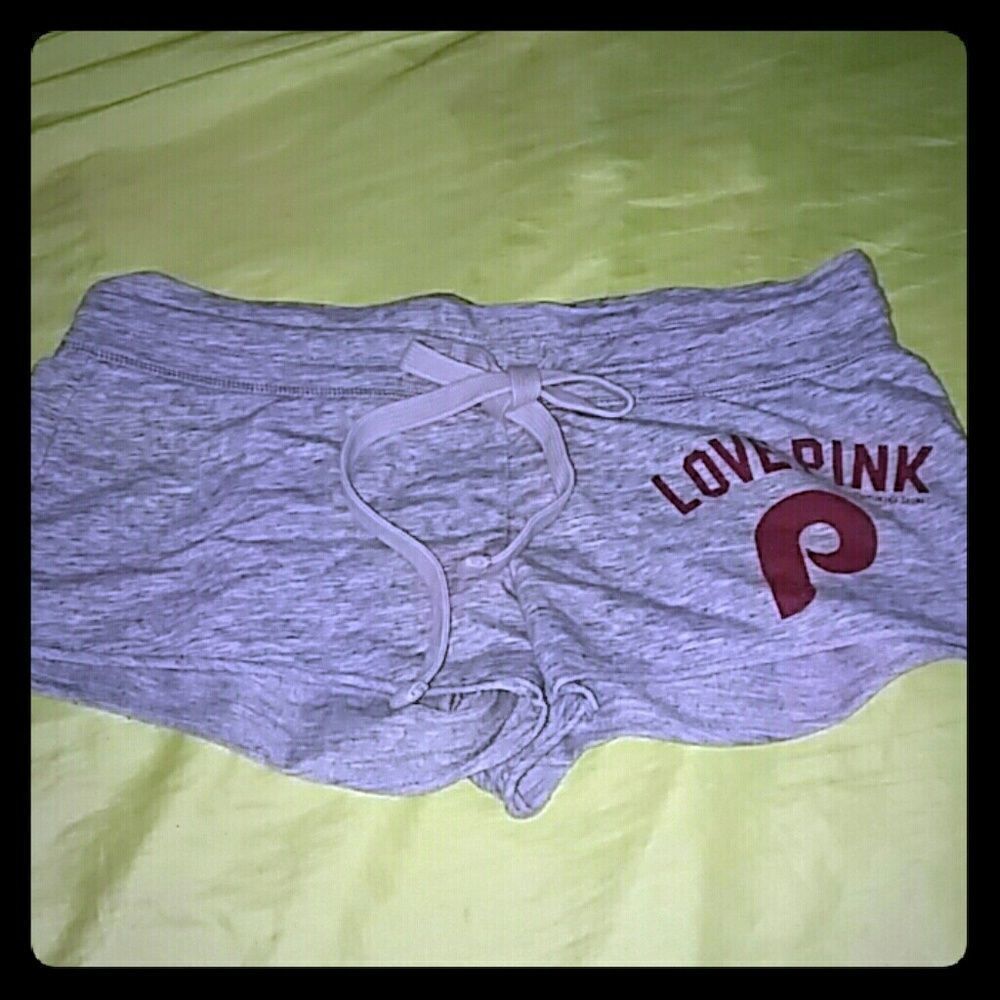 Love pink baseball shorts